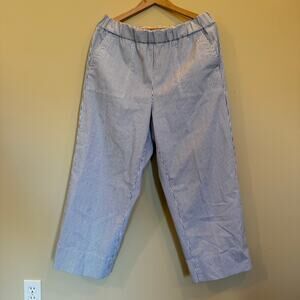 Talbots Women's Chino Pants Wide Leg Crop Blue Striped Size L